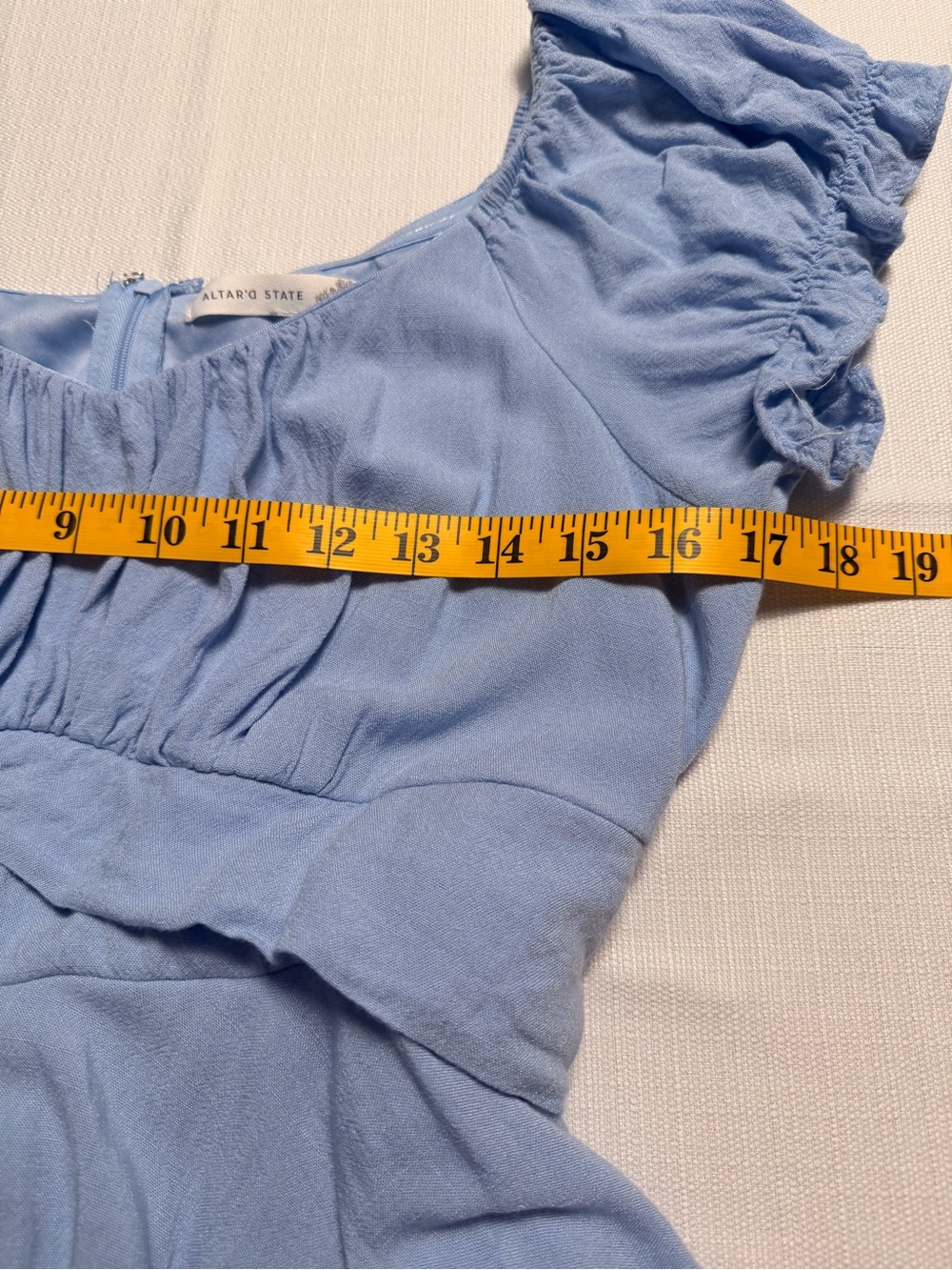 Altar'd State Sky Blue Puff-Sleeve Tiered Mini Dress - Picture 6 of 7